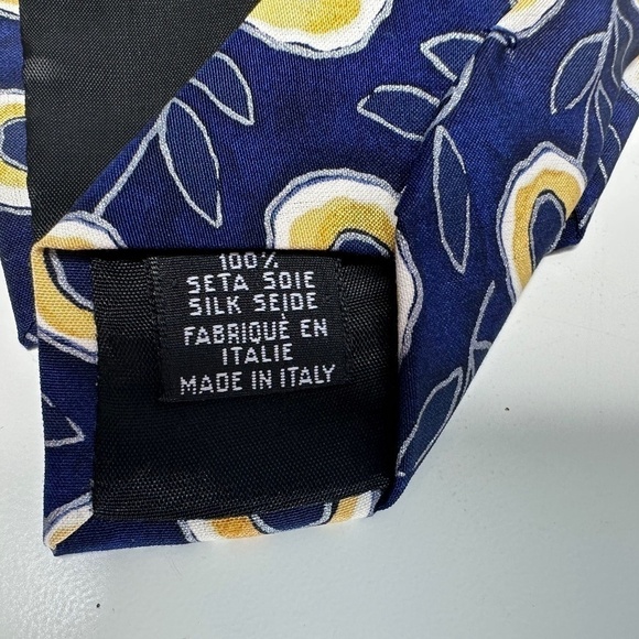 Hugo Boss Blue/Yellow Floral Mens Neck Tie 100% Silk Italy Designer - Picture 8 of 9